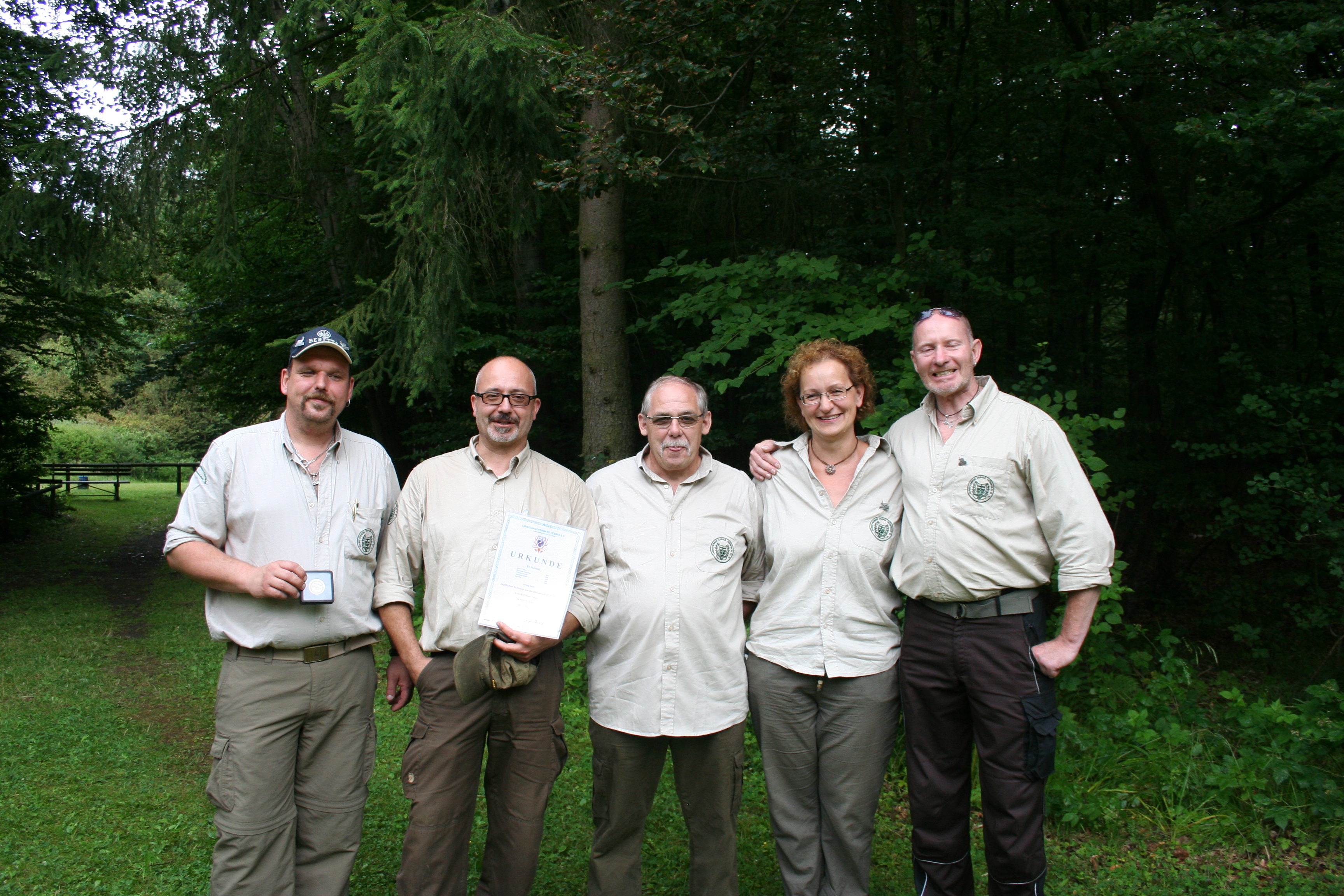 Das Team des Jagdverein Diana Hünfeld, v.l.n.r.: Thomas Kremer, Giuseppe Tranchina, Karl May, Anni Hildenbrand und Jürgen Polzer (es fehlt Sebastian Möller)