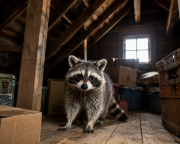 Waschbär auf dem Dachboden, Foto: KI generiert